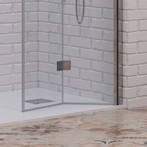 Kamalu-Puerta de ducha plegable doble moderna de 140-143cm, bisagra deslizante pivotante de aluminio inoxidable de 6mm para baño y hotel - Product Image 4