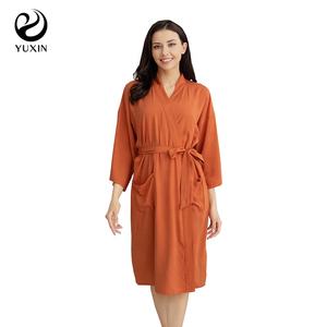 Vestaglia Premaman Personalizzata in Rayon, <span class=keywords><strong>Camicia</strong></span> <span class=keywords><strong>da</strong></span> <span class=keywords><strong>Notte</strong></span> Semplice per Donna, Accappatoio 100% Rayon Cotone - Product Image 4