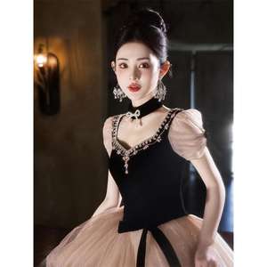 S01026L 2026 nouvelle mode français Hepburn Style robe de princesse <span class=keywords><strong>en</strong></span> fuite rêve étoilé robe de soirée élégante - Product Image 4