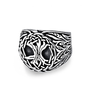 Vintage Celtic Knot Tree of Life <b>Titanium</b> Steel <b>Ring</b> for Men, Niche Nordic Traditional Culture Index Finger Bracelet - Product Image 5