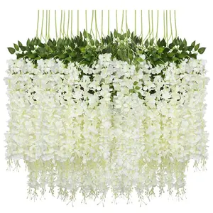 O-X0199 atacado wisteria flores de pendurar seda, wisteria flor artificial casa casamento top seller branco wisteria flores falsas