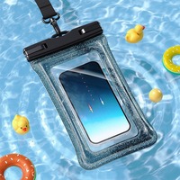 Sac de téléphone étanche universel avec paillettes, flottant, IPX8, pochette étanche, fenêtre tactile transparente, avec cordon de cou