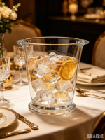 Seau à glace 1080IB Highland, seau à glace en verre portable pour la maison, petit refroidisseur à vin de style européen pour bar à domicile, KTV, fête, vin glacé