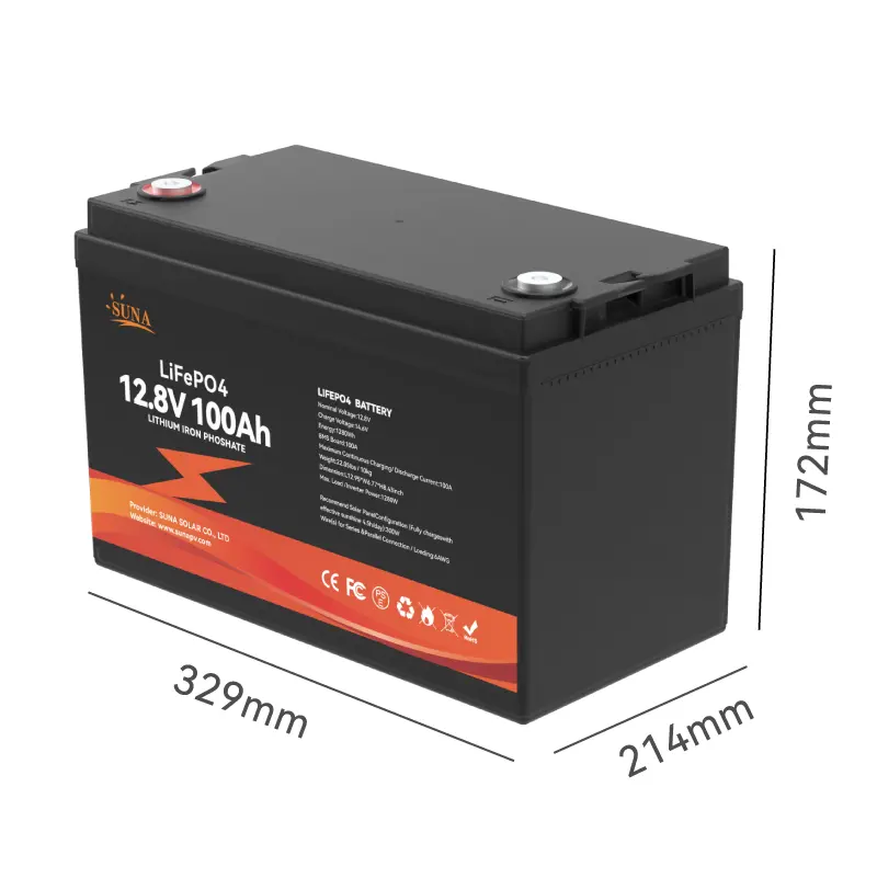 Suna LFP Lifepo4 accumulateur lithium-ion batterie 12v 100ah Yach RV Marine Batterie