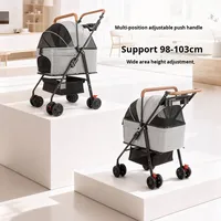 Poussette pour animaux de compagnie légère, pliable, détachable et portable en métal de luxe avec porte-animaux pour petits chiens et chats