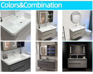 <span class=keywords><strong>Lavabo</strong></span> de baño integrado de cerámica sin costuras de lujo con luz Simple moderna, combinación de armario de baño con espejo inteligente - Product Image 5