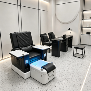 Black <b>Pedicure</b> Massage Chair with Manicure Table Nail Salon Furniture <b>Set</b> Spa <b>Pedicure</b> Station LED Foot Basin Armrest Tray - Product Image 1
