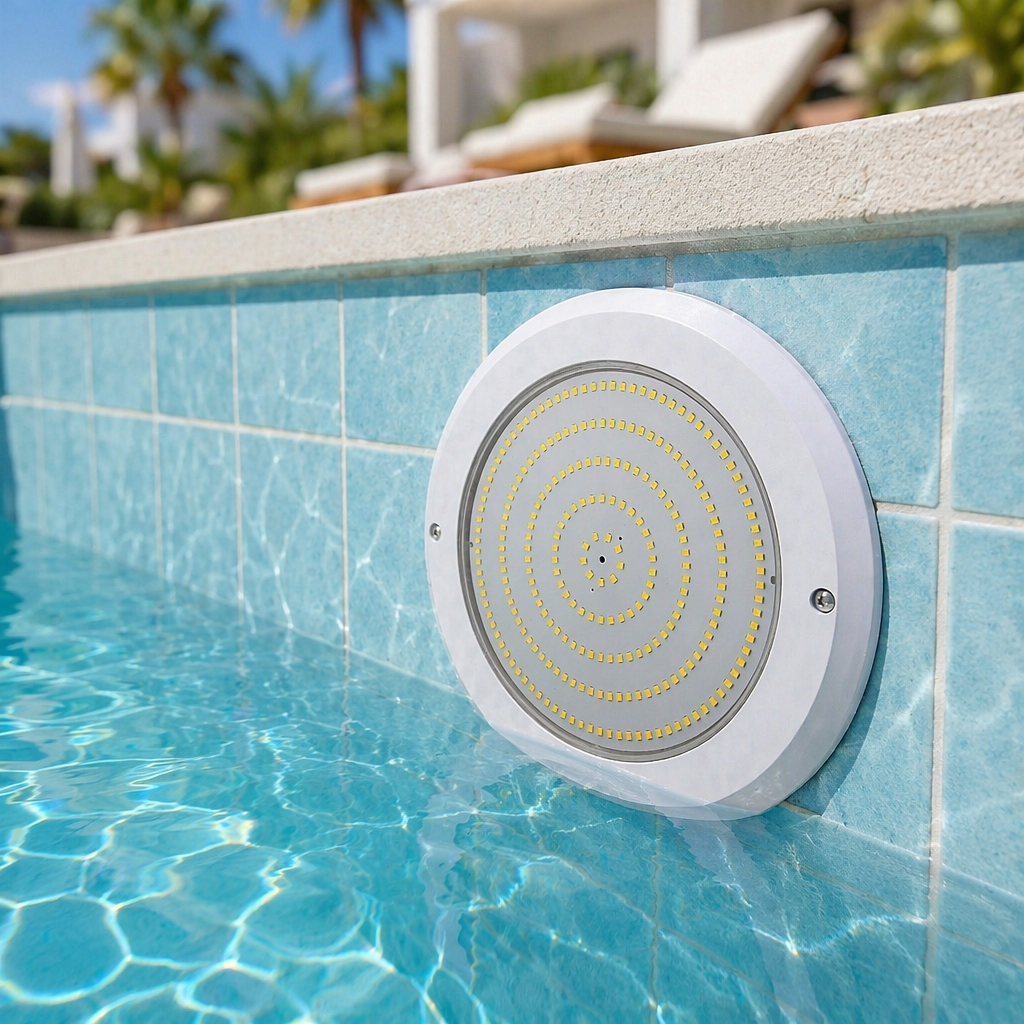 8mm Ultra Thin LED Pool Light 18W RGB AC 12V IP68 Waterproof Lamp with Customizable Color PC Face Ring for Pool Spa