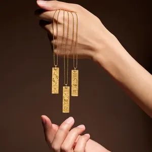 Moda ODM 18K oro PVD impermeable Acero inoxidable Zodiaco Tarot cartas colgante collar Zodiaco encanto collar regalos para mujeres - Product Image 2