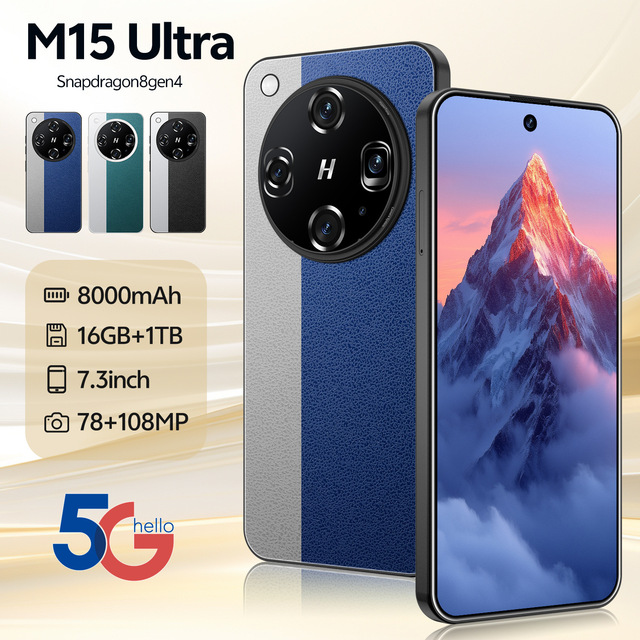 Hot Sale M15 Ultra Android Smartphone 16+1TB 7.2 Inch HD Large Screen Long Battery Life Cross-Border Hot Model
