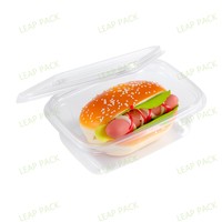 Boîtes à emporter jetables en gros pour restauration rapide, avec couvercle haut, en PET épaissi, pour nouilles, sandwichs, chewing-gum, sushis, pizzas