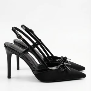 Tacones Finos de Verano, Elegantes Tacones de Satén con Lazo para Mujer, Sandalias de Verano con Punta en Pico y Correa con Hebilla - Product Image 2