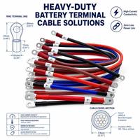 Câble de borne de batterie robuste M8 à anneau 16 mm AWG 6 40C +105C, courant élevé, alimentation CC, moto, automobile, électronique