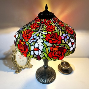 LongHuiJing 16 Inch Stained Glass Multicolored Eco-Friendly Flexible Dome Shade AC E26 Mediterranean Table Lamp - Product Image 6