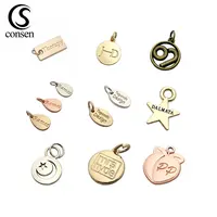 Custom Made Logo Gegraveerd Goedkope Gouden Hanger Metalen Sieraden Tags Charms Voor Ketting/Armband