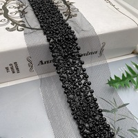 Gillian Yiwu Accessoire textile en dentelle perlée à code-barres en tissu maillé rayé monocouche, fait main et écologique, pour robes de mariée