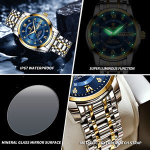 Montre OEM ODM Binbond 7169 à mouvement à quartz, étanche 30M, lumineuse, mode business, double calendrier, sertie de diamants - Product Image 6