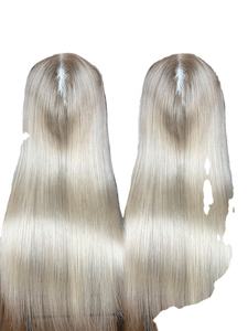 Mini Peluca de alta calidad, Topper de cabello humano ruso para mujer, cabello humano, Color Rubio, parte media, nudo Blanqueador - Product Image 3