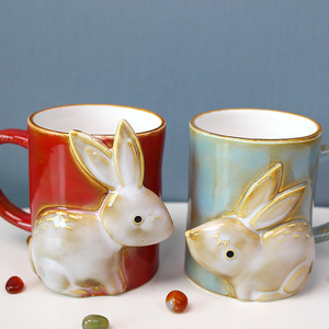 <b>Easter</b> Gift Cute Ceramic 3d Rabbit <b>Mug</b> Decorative Animal Couple <b>Mugs</b> - Product Image 1
