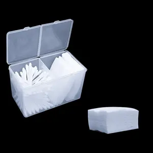清除丙烯酸美容存储组织者盒透明化妆容器案例与封面指甲艺术卸妆垫双格子盒