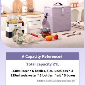 Sac à déjeuner isotherme portable de grande capacité, imperméable, avec logo personnalisé, pour pique-nique, camping, sac à bandoulière - Product Image 5