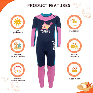 Combinaison <span class=keywords><strong>de</strong></span> plongée intégrale rose pour filles, manches longues, néoprène, pour enfants - Product Image 4
