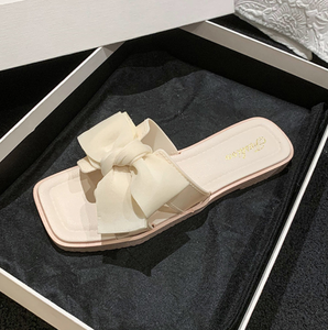 Sandales d'été coréennes pour la maison et l'extérieur, à bout ouvert et carré, avec brides tressées, légères, antidérapantes, résistantes à l'usure, avec nœud, pour la plage - Product Image 2