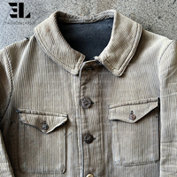 LARSUR Veste de travail française en velours côtelé lourd avec couverture doublée Vêtements de travail Manteau de travail pour travailleur Chasse Grange