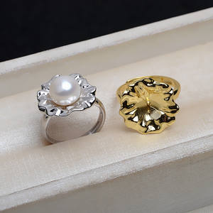 Bague baroque simple en argent S925 Wenchi, accessoires de bijoux DIY pour femmes, support vide pour grande perle (tailles 10-14), modèle chinois - Product Image 1