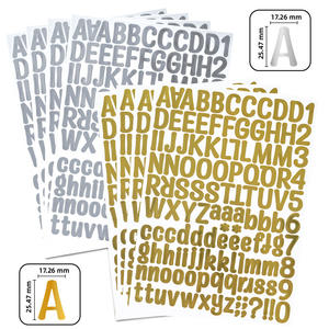 Autocollants en PVC imperméables DIY, <span class=keywords><strong>lettres</strong></span> et chiffres, autocollants adhésifs en or et argent pour carnet, journal, décorations de fête - Product Image 2