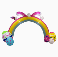 Arche de Pâques gonflable avec adorables figurines et œufs colorés pour décorations de jardin extérieures de vacances