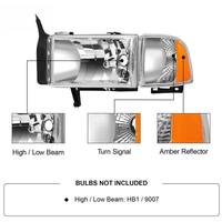 Phares LED durables en ABS 12V 6000K |   Feux avant automatiques Plug+Play haute performance pour Dodge Ram 1500 2500 3500 de 1994 à 2002