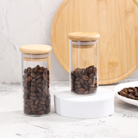 100ml 120ml Stoples Kaca Transparan Ramah Lingkungan dengan Tutup Bambu untuk Biji Kopi, Daun Teh, Biji-bijian
