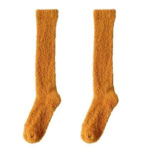 Wholesale Winter Knitted Breathable <strong>Fleece</strong> Thickened Fuzzy Knee High Microfiber Sleeping Socks Daily Use - Product Image 5