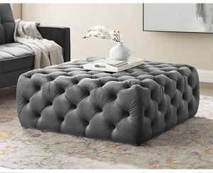 Winforce Factory Light Luxury Household Ottoman Footrest Ottoman Stool Luxury <strong>Chesterfield</strong> Velvet <strong>Footstool</strong> - Product Image 2