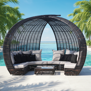 Chaise longue de jardin en rotin synthétique PE moderne toutes saisons pour patio, <span class=keywords><strong>piscine</strong></span>, cour et hôtel - Product Image 6