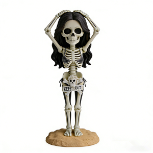 Figurines de poupée bobblehead Halloween, squelette, fille blonde, fille de plage, forme de main en cœur, résine, bobblehead personnalisé - Product Image 1