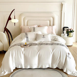 Copripiumino ricamato estivo bianco personalizzabile set biancheria da letto matrimoniale in fibra di lyocell 100% - Product Image 1