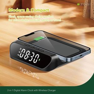 Giá đỡ điện thoại để bàn tích hợp đồng hồ báo thức, sạc không dây 15W, thiết kế tối giản 2 trong 1 - Product Image 5