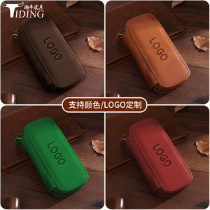 Étui à pipe en cuir Tiding, ovale, brun foncé, portable, pour accessoires de cigares - Product Image 5