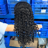 Perruques en cheveux humains Afro Kinky Deep Wave les plus vendues, cheveux indiens bruts, densité 180, dentelle fine transparente 13x6