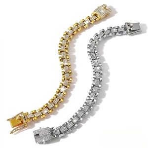 Hot Selling Popular Design Alloy Gold Silver Plated Geometric Bracelet Hiphop <b>Men</b> Chain Bracelets Fashion Jewelry Wholesale - Product Image 6