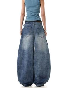 Custom <strong>Wholesale</strong> Men's American Classic Vintage cat Whiskers Jeans New Design Loose Scythe Long Pants Wide-Leg <strong>Machete</strong> Style - Product Image 4