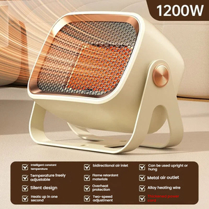 Chauffage d'appoint PTC portable 1200W, mural ou de bureau, ventilateur électrique à chauffage rapide et faible consommation pour la maison, le bureau et la chambre - Product Image 2
