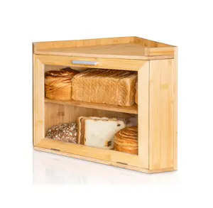 Hoek Brooddoos Extra Grote Broodtrommel Voor Broodopslag Duurzame Bamboe Hout Broodcontainer