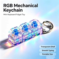 Porte-clés mécanique à 3 touches avec lumière LED, transparent RGB, anti-stress, jouet clicker, cadeau promotionnel