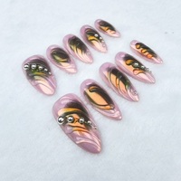 Vente en gros Amande 3D Gouttelettes d'eau faites à la main Faux ongles de différentes tailles