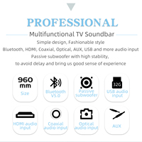 Subwoofer, TV ve PC ses yükseltme, BS-18E kanal, Aux/USB/optik/koaksiyel/RCA girişleri ile 2.1 yatay ses çubuğu