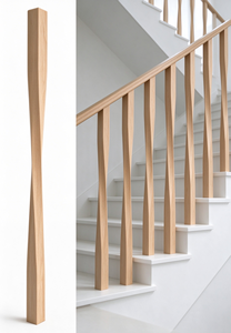 Balustres torsadés en bois massif EFS pour escalier, design contemporain, pièces de rampe durables, modèle 2307, garantie 2 ans, hôpitaux - Product Image 2