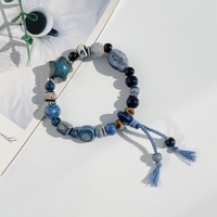 JINGDEZHEN-Bracelet en céramique bleu ciel étoilé, nouveau bijou étudiant de style chinois, bracelet en céramique, bijoux cadeau étudiant